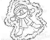 Kid Snow Angel Digital Clip Art/ KopyKake Image