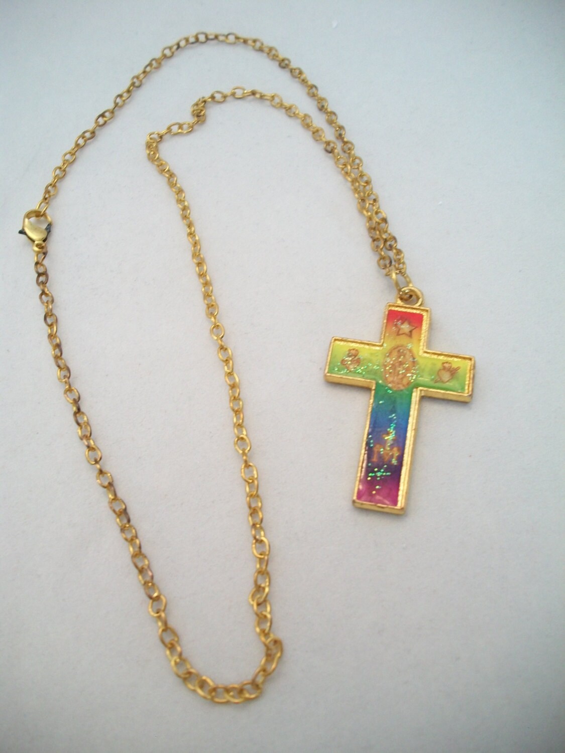 rainbow cross pendant colorful cross pendant by ALEXLITTLETHINGS