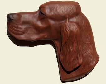 Hand painted Irish Setter dog wall sculpture statue fine art relief painting