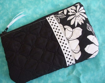 black quilted makeup bag