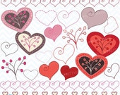 80% OFF SALE Hearts digital Clipart for scrapbooking & design, love, heart, branch, valentine's, pink - CL318 Il_170x135