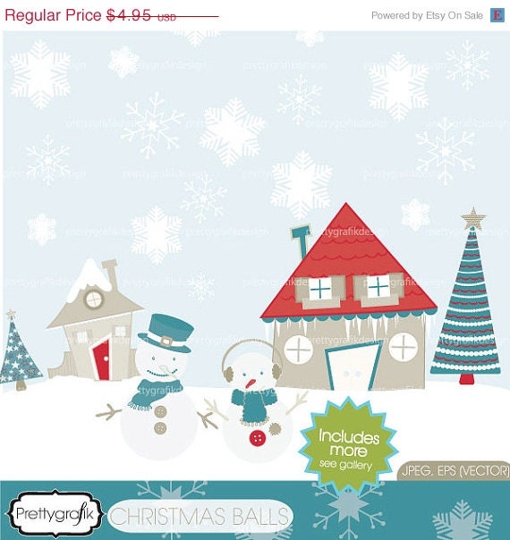 60% OFF SALE Holiday christmas scene clipart commercial use, vector graphics, digital clip art, digital images - CL437 Il_570xn