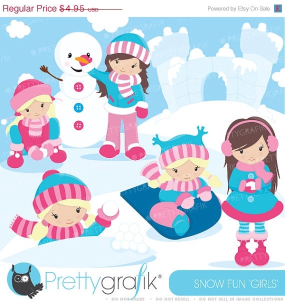 80% OFF SALE Snow girls clipart commercial use, vector graphics, digital clip art, digital images - CL624 Il_570xn