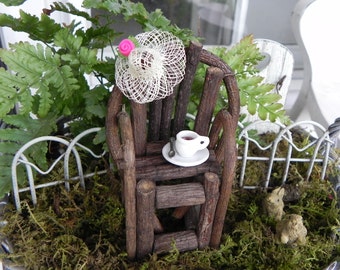 Fairy Garden Table and Chairs Furniture by TheLittleHedgerow
