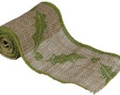 HOLLY Burlap Ribbon, Christmas Ribbon, Burlap Ribbon, Green Burlap, Rustic Country Christmas Decor, 6" x 10 yards Il_170x135