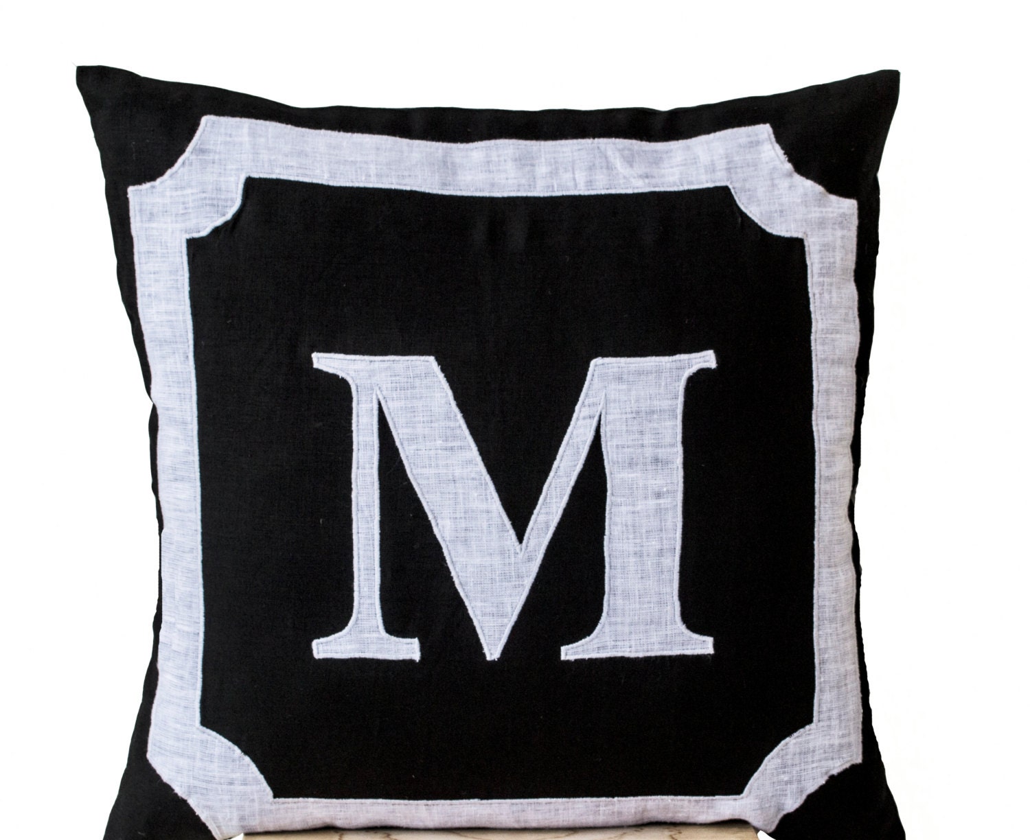 Personalized Monogram throw pillow Cotton pillows Black