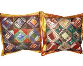 Indian Vintage Pillow Sham Silk Cushion Cover