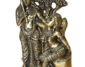 Radha Krishna Brass Statue Hindu God Goddess Divine True Love