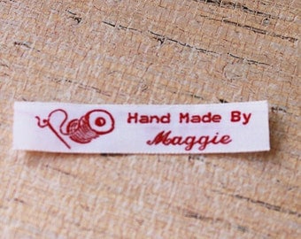 Woven Clothing Labels, Sew On Labels, Fabric Labels, Labels for Clothing, 2 Lines of Text Sew or Iron On Style F98