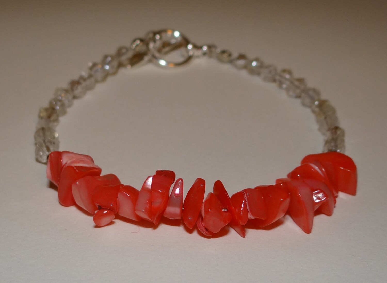 Pink Coral Beaded Bracelet by TanyaJohnsonsJewelry on Etsy