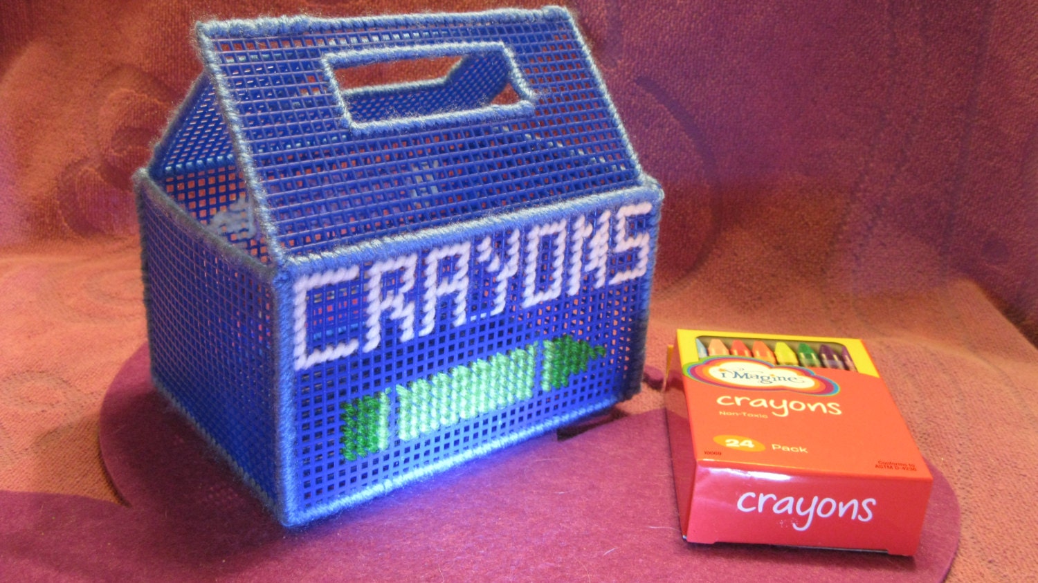 PLASTIC CANVAS CRAYON BoxRoyal Blue by ThePurpleButterfly71