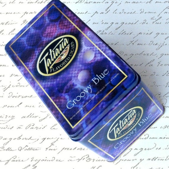 Tin Cigar Box Humidor Purple Rectangular Craft Box