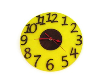 Wall Clock, children room, large wall clock, yellow wall clock