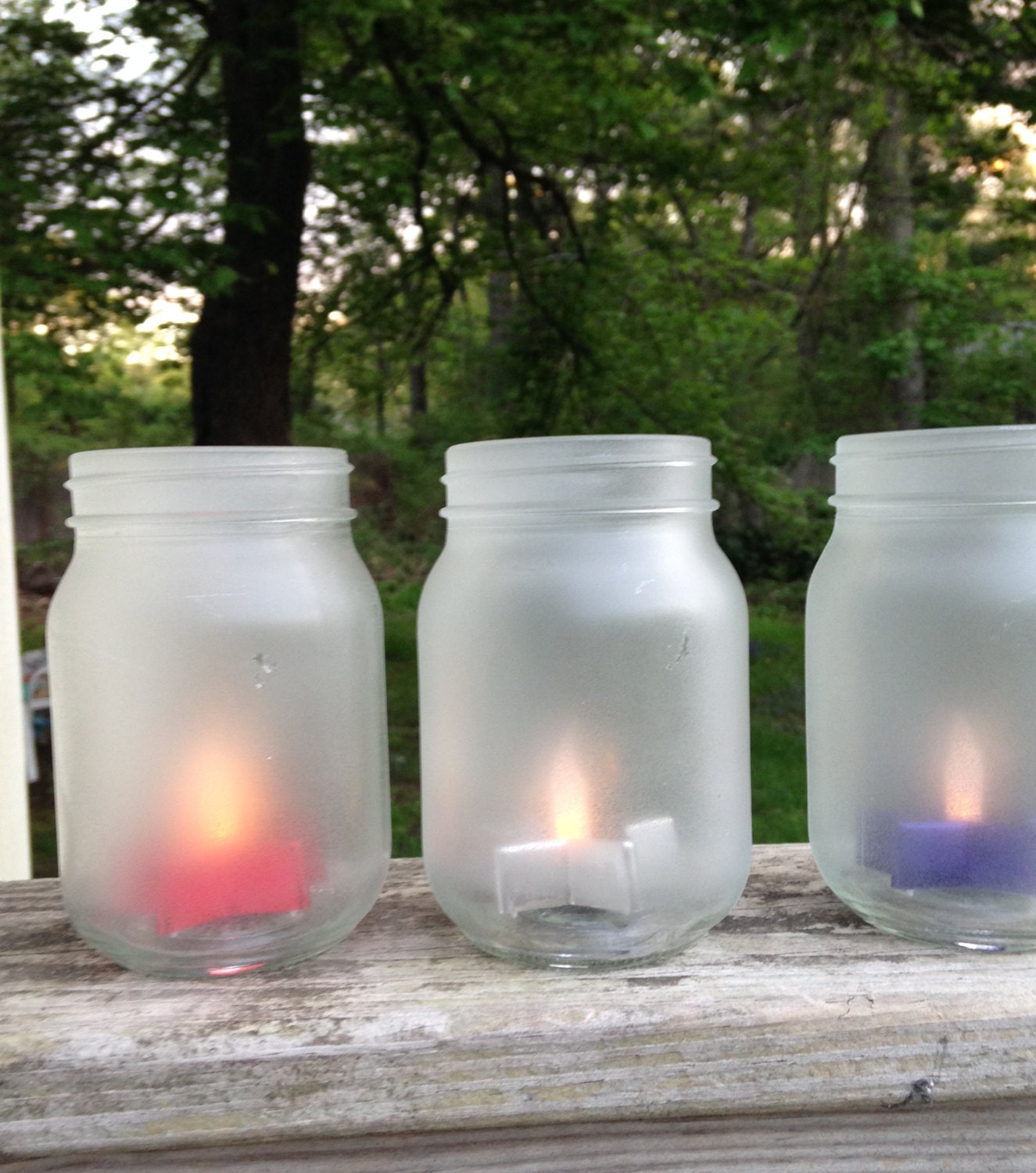 Mason Jar Frosted glass jar lantern seaglass by ilPiccoloGiardino