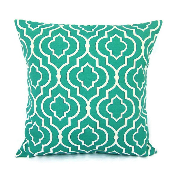 Teal Turquoise Green Outdoor Pillow Cover Geometric Decorative