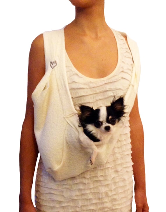 Puppy Scarf Sling Small Dog Pet Bag Carrier Pet Sling in White