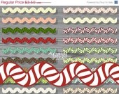 ON SALE 50 % OFF ric rac border clip art set, striped, wavy, digital ribbons, candy Christmas colors clipart, red, green, commercial use, i Il_170x135