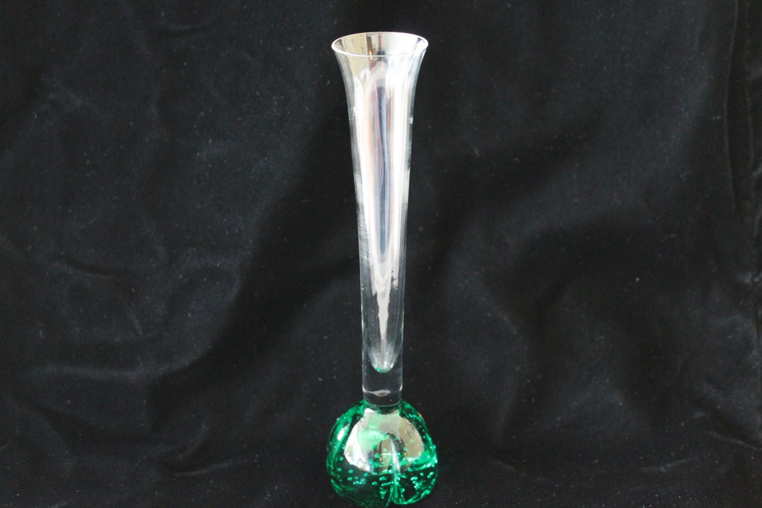 Vintage collectible clear glass bud vase with by julesoldjewels