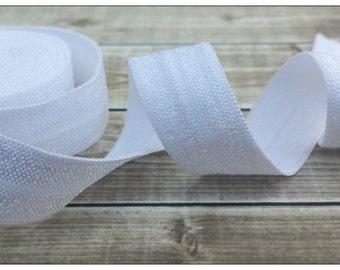 5/8 WHITE Fold Over Elastic 5 or 10 YARDS