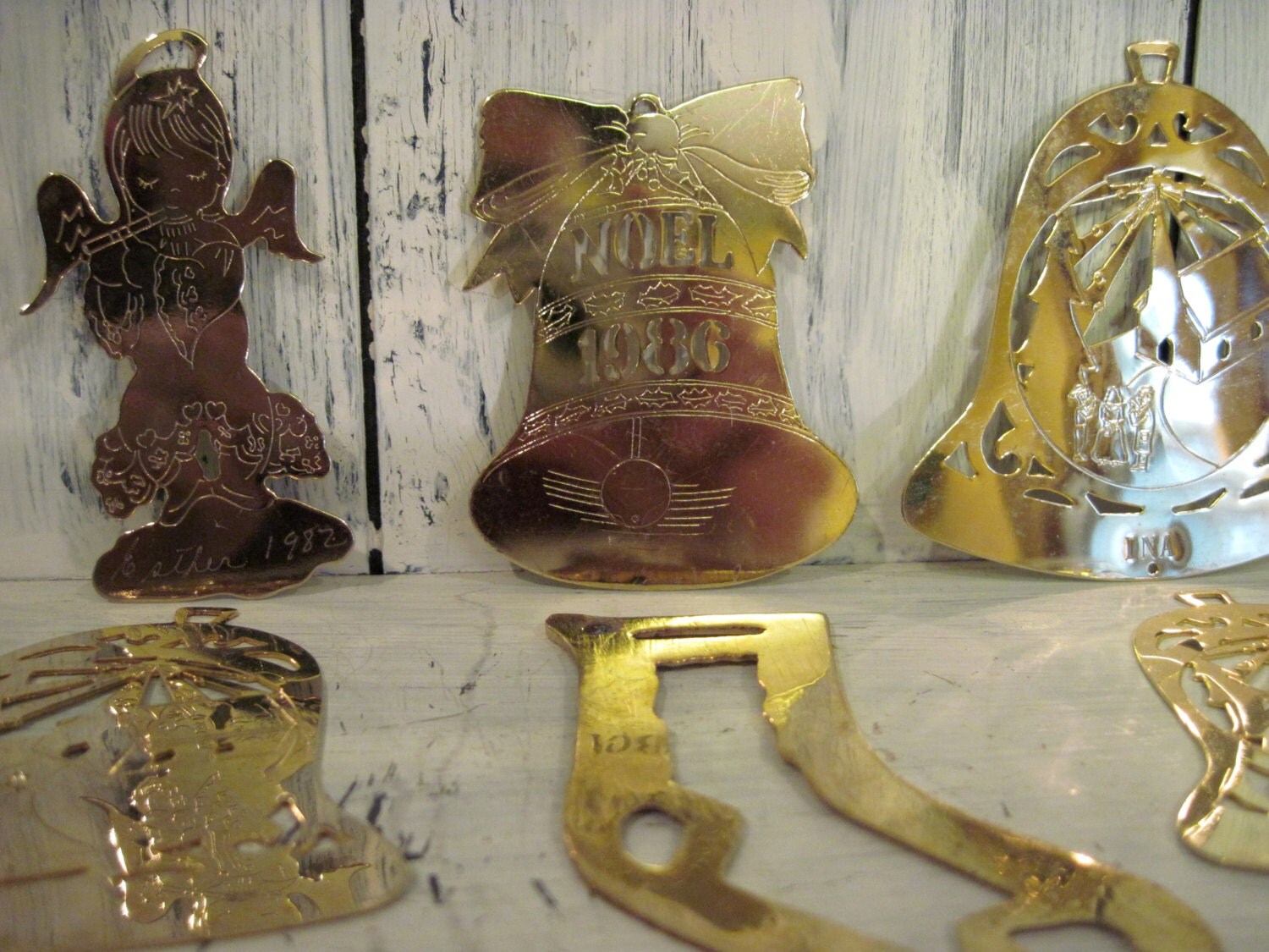 Vintage golden color metal Christmas ornaments Chirstman