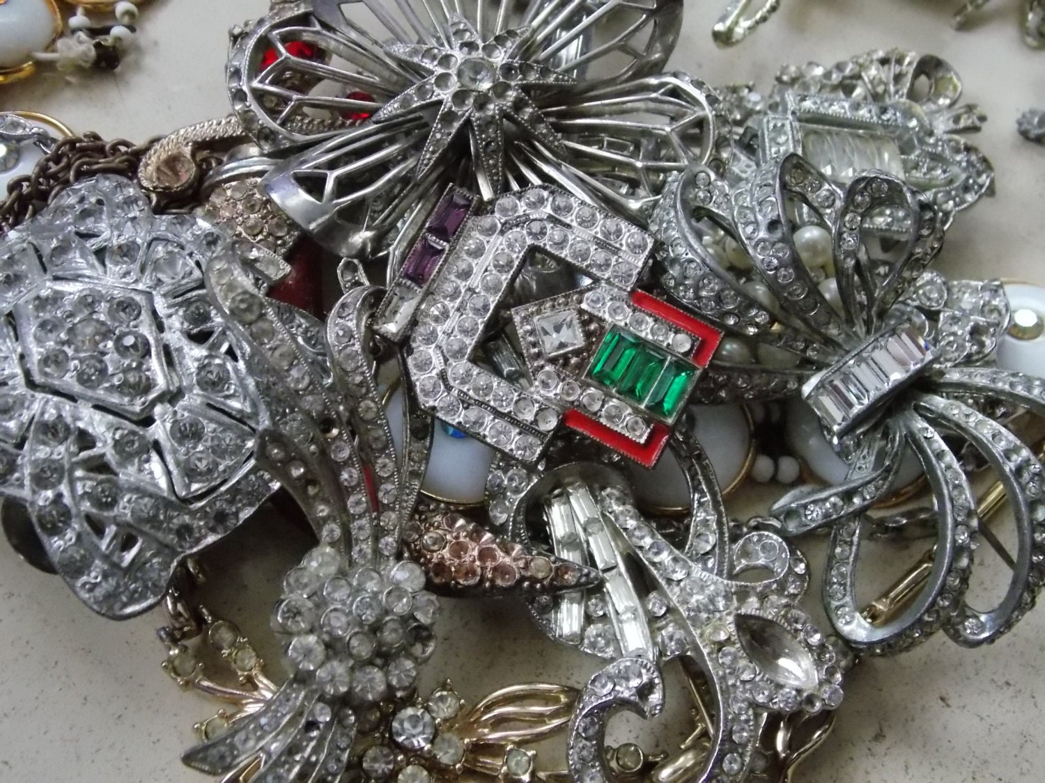 Great lot of vintage rhinestone jewelry by keepsakesofthehearts