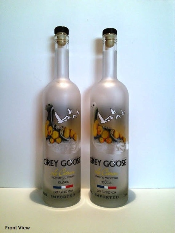 Grey Goose Lemon Flavored Vodka Bottles Set of 2 by RepurposedNV