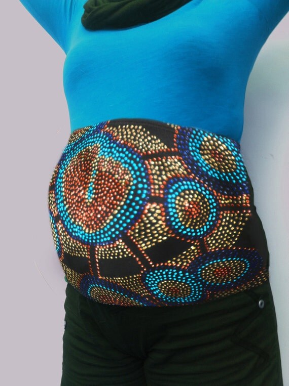 Items similar to Pitter Patter Aboriginal Maternity Belly Band in Blue