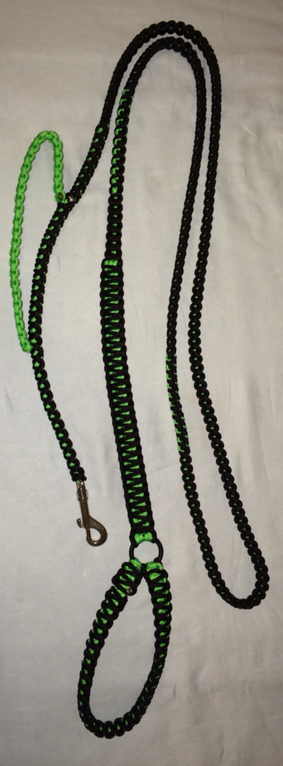 Items similar to Heavy Duty Black and Neon Green Paracord Dog Leash with Close Grip Handle on Etsy