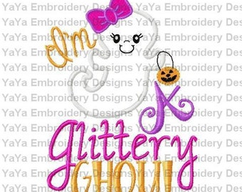 Halloween Applique Glittery Ghost Applique Halloween embroidery design