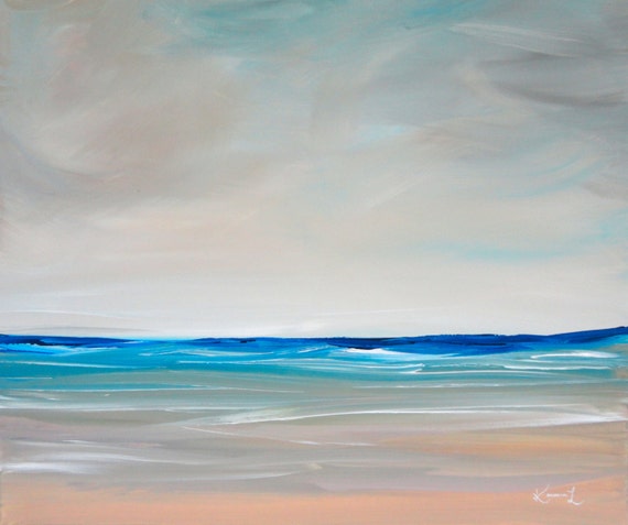 Beach Seascape 20x24 Canvas Acrylic Painting Original Art