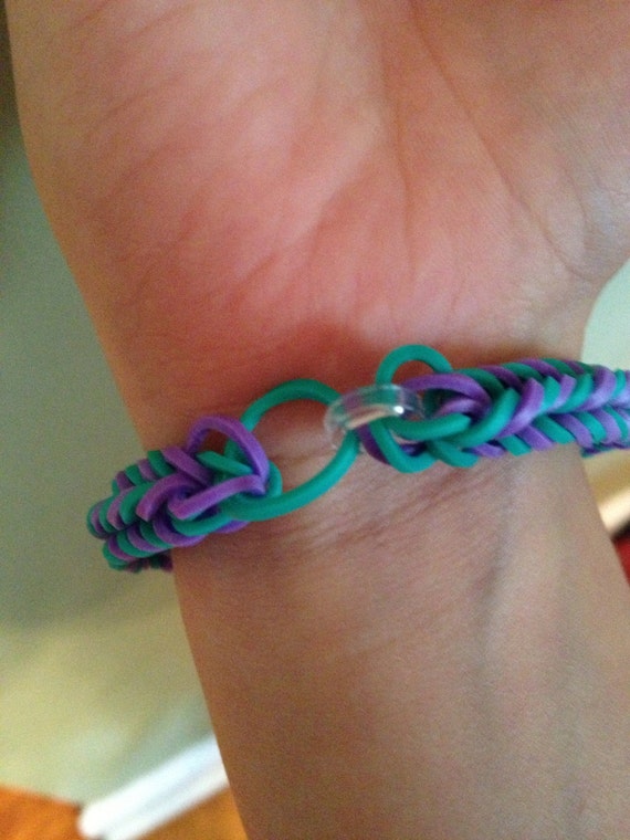 purple and blue fish tale rainbow loom bracelet