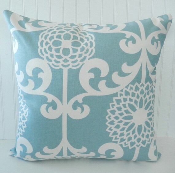 Blue Floral Pillow Cover Throw Pillow Decorative Pillow