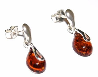 sterling silver earrings with natural Baltic amber