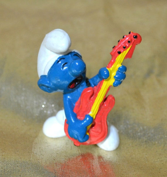 Rock guitar vintage in  'n Schleich 1977 Smurf kong  Roll Vintage Hong Peyo Made Guitar hong shop  Kong