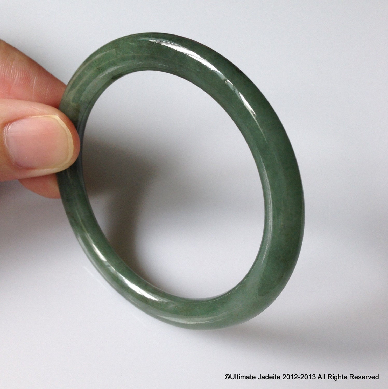 Round Jadeite Jade Bangle Bracelet Dark Green