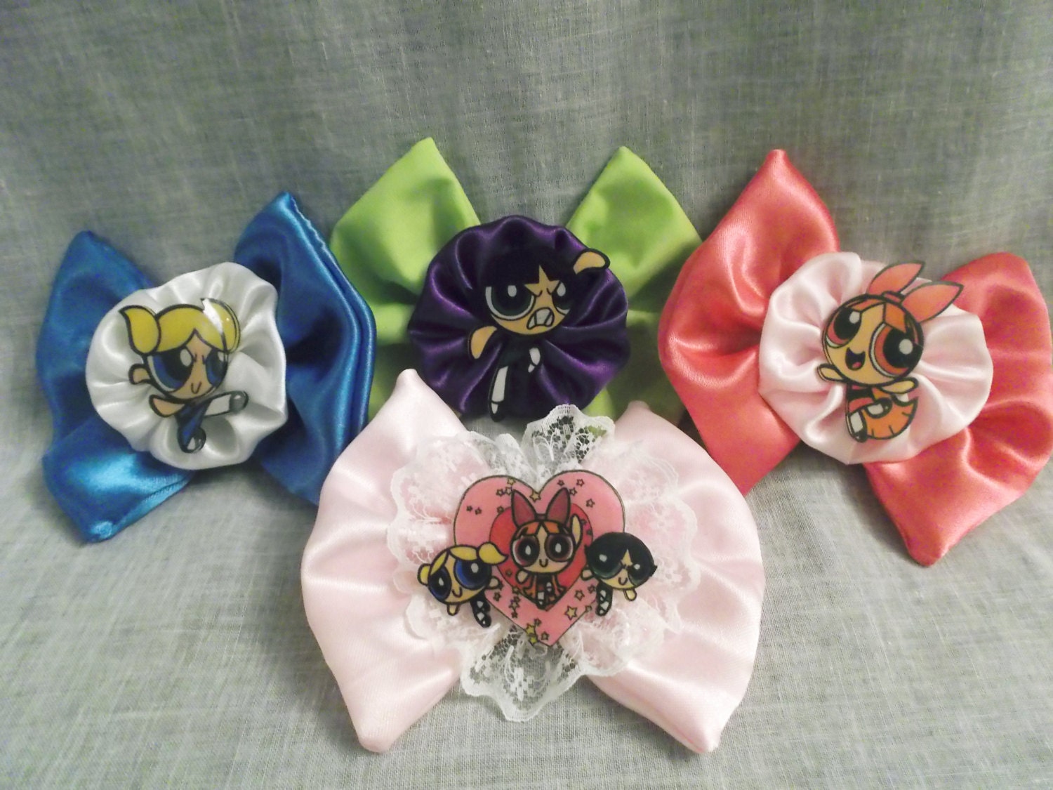 Powerpuff Girls Satin Bow Hair Clips