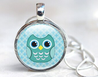 Owl Necklace, Glass owl pendant, Owl Glass Pendant Necklace, Owl Jewellery (OWL 2)