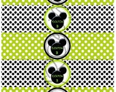 Printable-Mickey Mouse Inspired Water Bottle Label- Christmas Water Bottle- Mickey Inspired Water Bottle- 5 Labels per Sheet Il_170x135