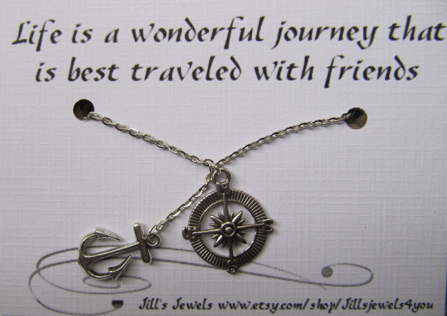 Anchor and Compass Best Friend Necklace and Quote
