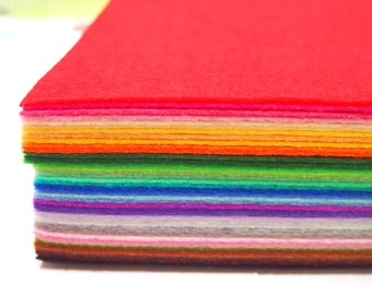 Stiff Wool Felt Sheets - You will get 40 Sheets of 6" x 6" in Various Colors (Worldwide Free Shipping)