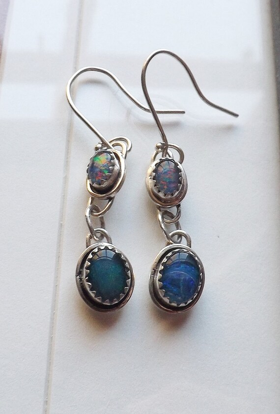 Items similar to Opal post earrings, handmade earrings, southwestern ...