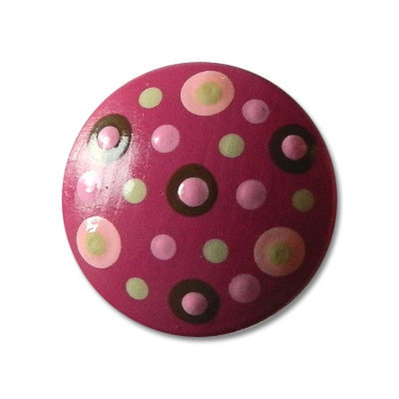 Items similar to Kids Hot Pink with Brown, Pink and Green Dots Drawer