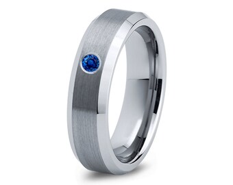 Tungsten Wedding Band,6mm,Mens Wedding Bands,London Blue Sapphire Band ...