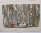 Basset 128 L'Interieur l'Abbaye de Westminister Antique 1700's Optical Print 18C