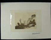 BARTOLOZZI Stipple Engraving Ruins Wagon Oxen Antique Print from 1800's
