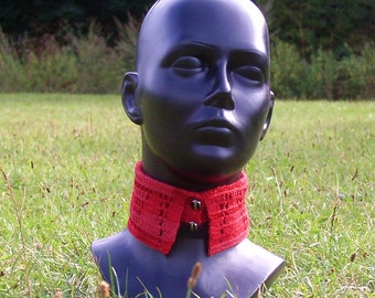 collar /crochet/summer/removable/Kragen/cotton/accessoires/warm/red, black/Baumwolle/ajour/decorated/Hand gehäkelt/charming by Elenamoda