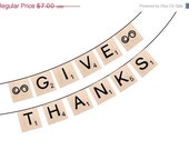 ON SALE Scrabble Alphabet Banner - INSTANT Download - bunting - white and wood - + heart, star and swirl Il_170x135