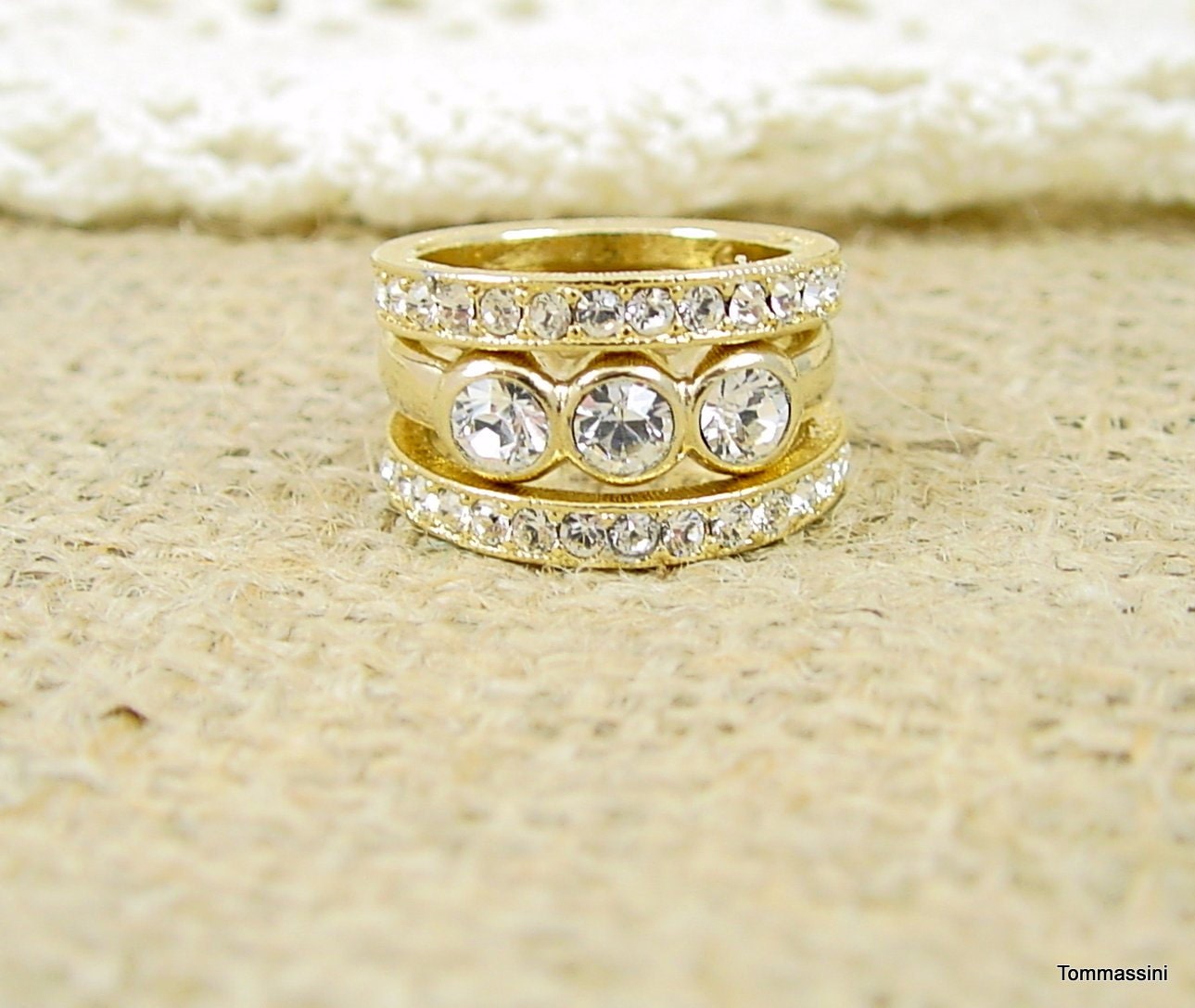 Set of 3 rings 2 Stackable Eternity Band by TommassiniJewelry