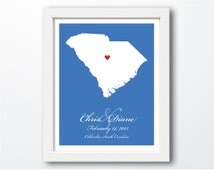 Personalized South Carolina Wedding Gift : Custom Location and Map ...