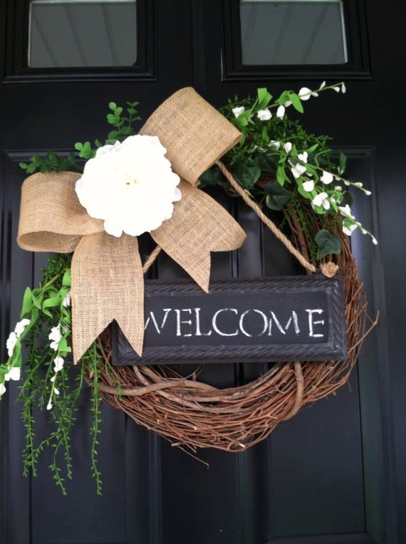 Summer Wreath Wreath Chalkboard Wreath Burlap